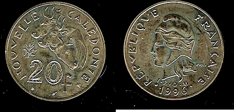 New Caledonie 20 francs 1996 Unc